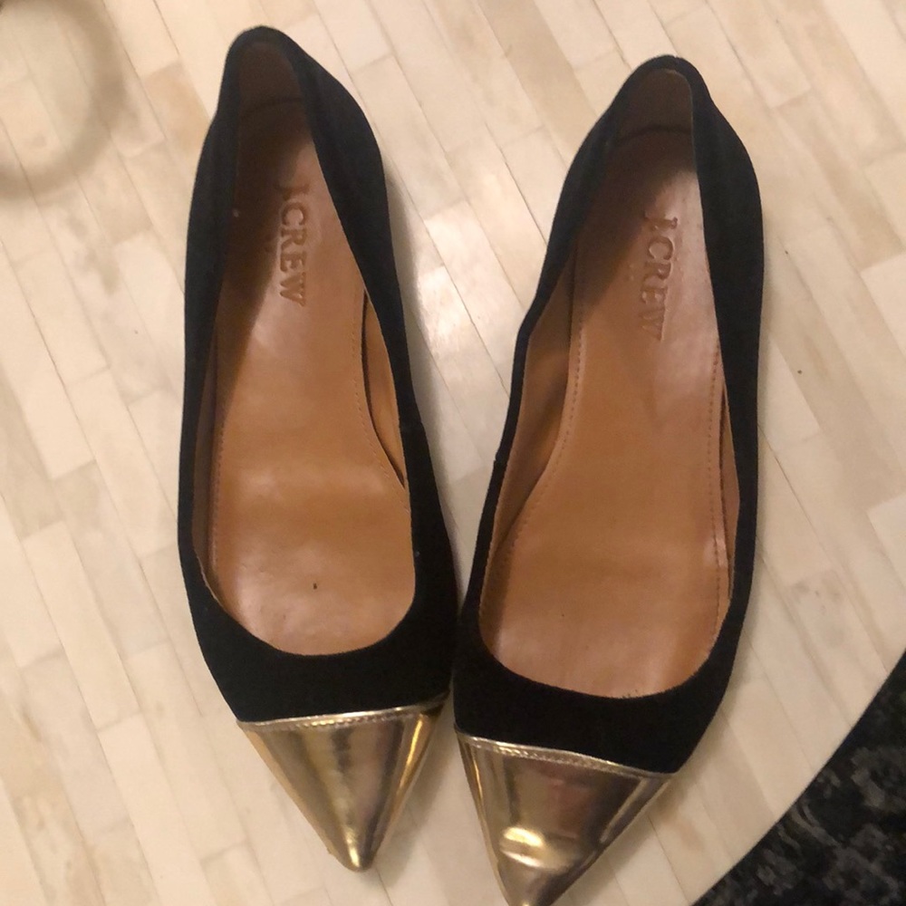 Jcrew suede black pointy toe flats